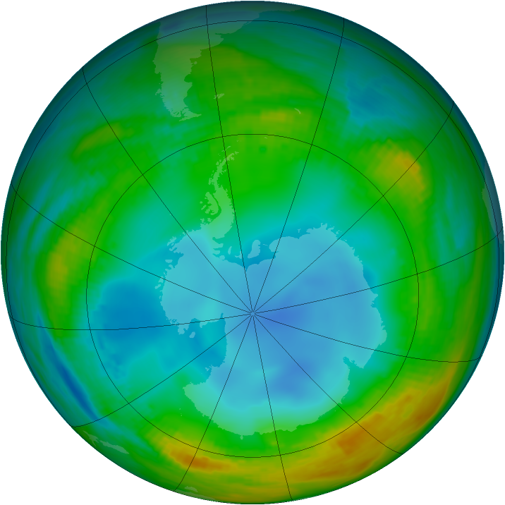 Antarctic ozone map for 19 July 1988
